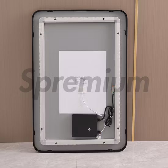 ETL CE, luz táctil con marco de aluminio grande, antiniebla, rectangular, para baño, retroiluminación LED, Panel de pared de tocador, espejo con luces