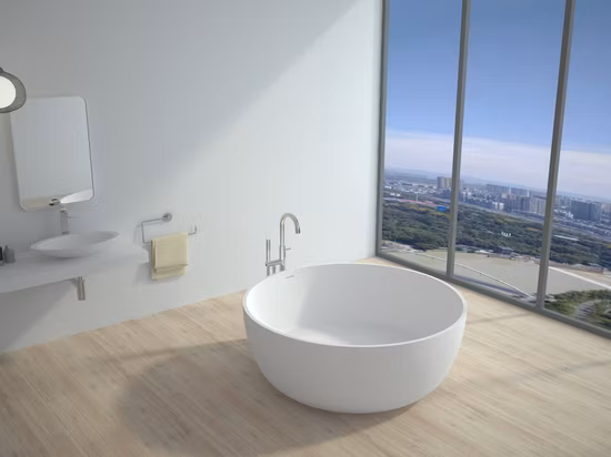 Bañera de baño Bañera de superficie sólida Baño independiente Personalizado en blanco y negro