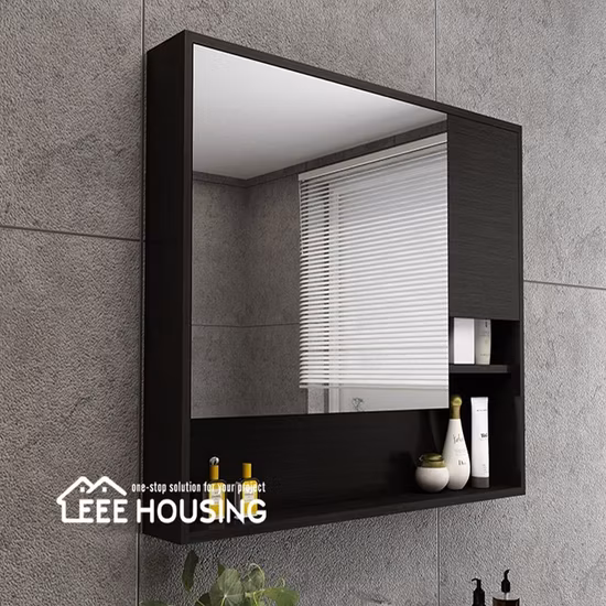 Gabinetes de baño de material de madera contrachapada modernos con lavabo, grifo y espejo fabricados en China